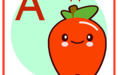 Cartoon Fruit Alphabet Flashcard A Is For Apple Vector Image