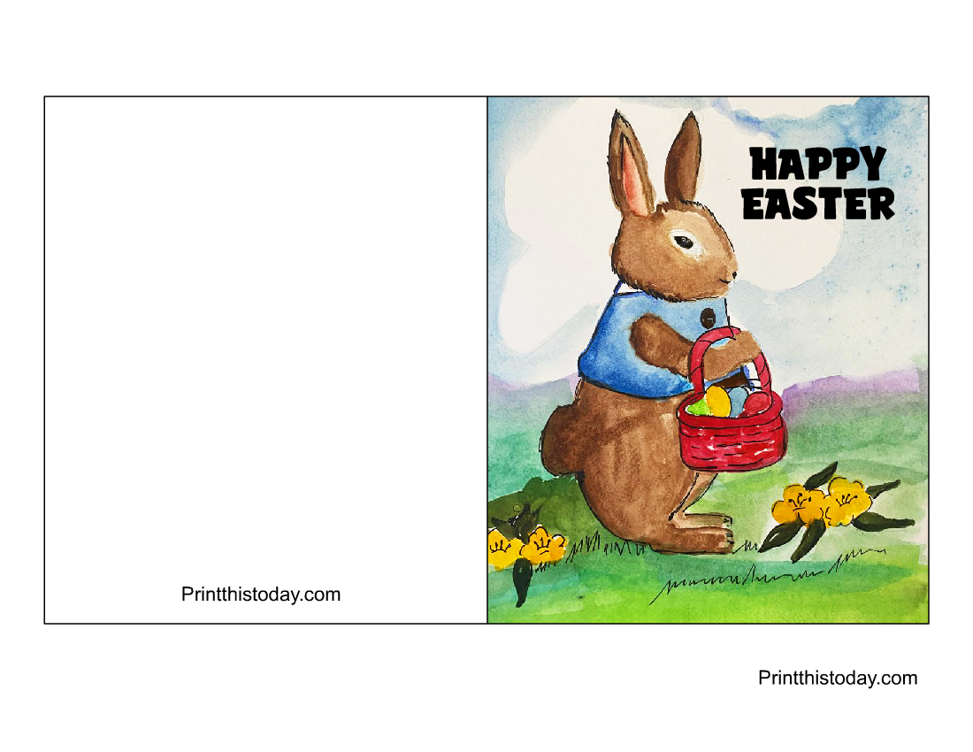 12 Free Printable Cute Bunny Happy Easter Cards for Free Printable Easter Bunny Card