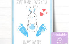 Baby Boy First Easter Footprint Art, Printable Easter Cards, Some regarding Baby&amp;#039;s First Easter Printable Card