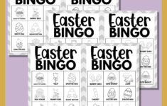 Easter Bingo Black White Pictures &amp; Words (3X3 Grid) [Free Printable!] with Free Printable Easter Bingo Cards Elementary Level