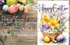 Easter Card, Happy Easter Basket Printable Greeting Card pertaining to Easter Card Online Printable