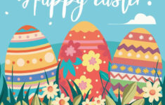 Easter Card Template With Three Eggs On A Clearing, Plants, Grass with regard to Easter Egg Card Templates Printable