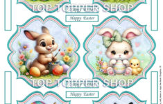 Easter Chicks &amp; Bunnies - 6 Card Toppers Ttstop33 regarding Free Printable Easter Card Toppers