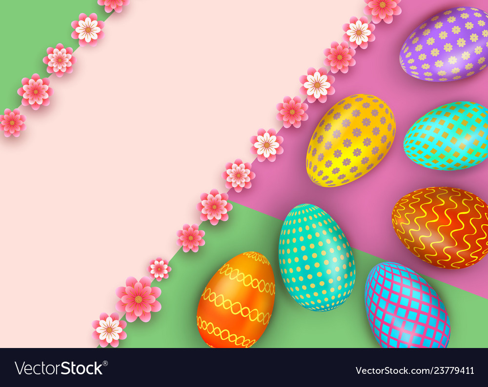 Easter Greeting Card Template With Colorful Vector Image inside Easter Greeting Cards Printable