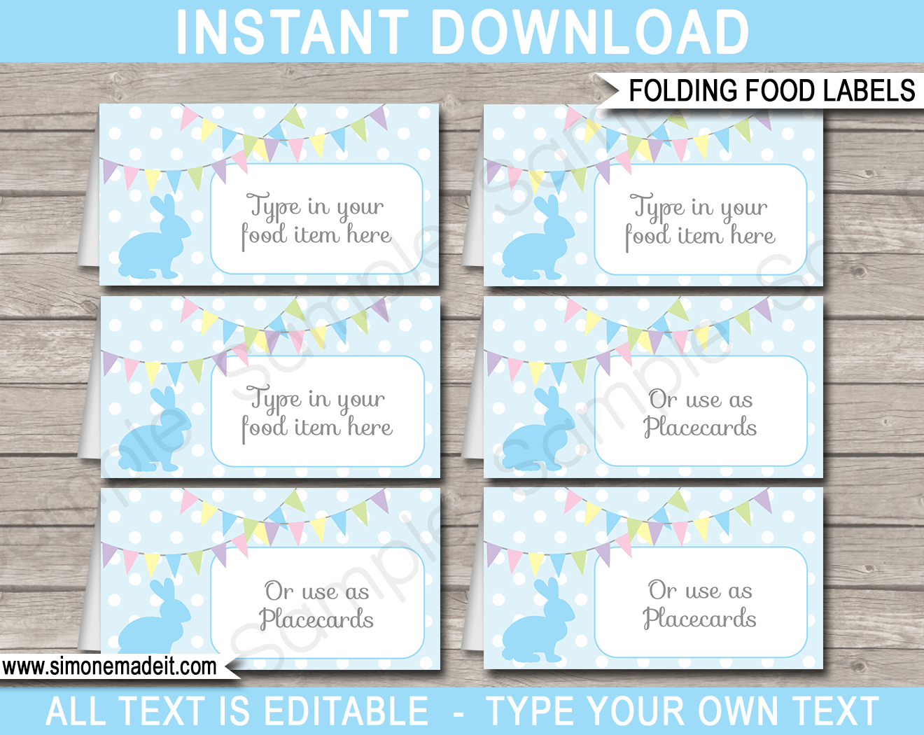 Easter Party Food Labels Template within Printable Easter Place Card Template