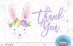 Easter Thank You Card, Printable Thank You Card, Easter Bunny with Easter Thank You Cards Printable