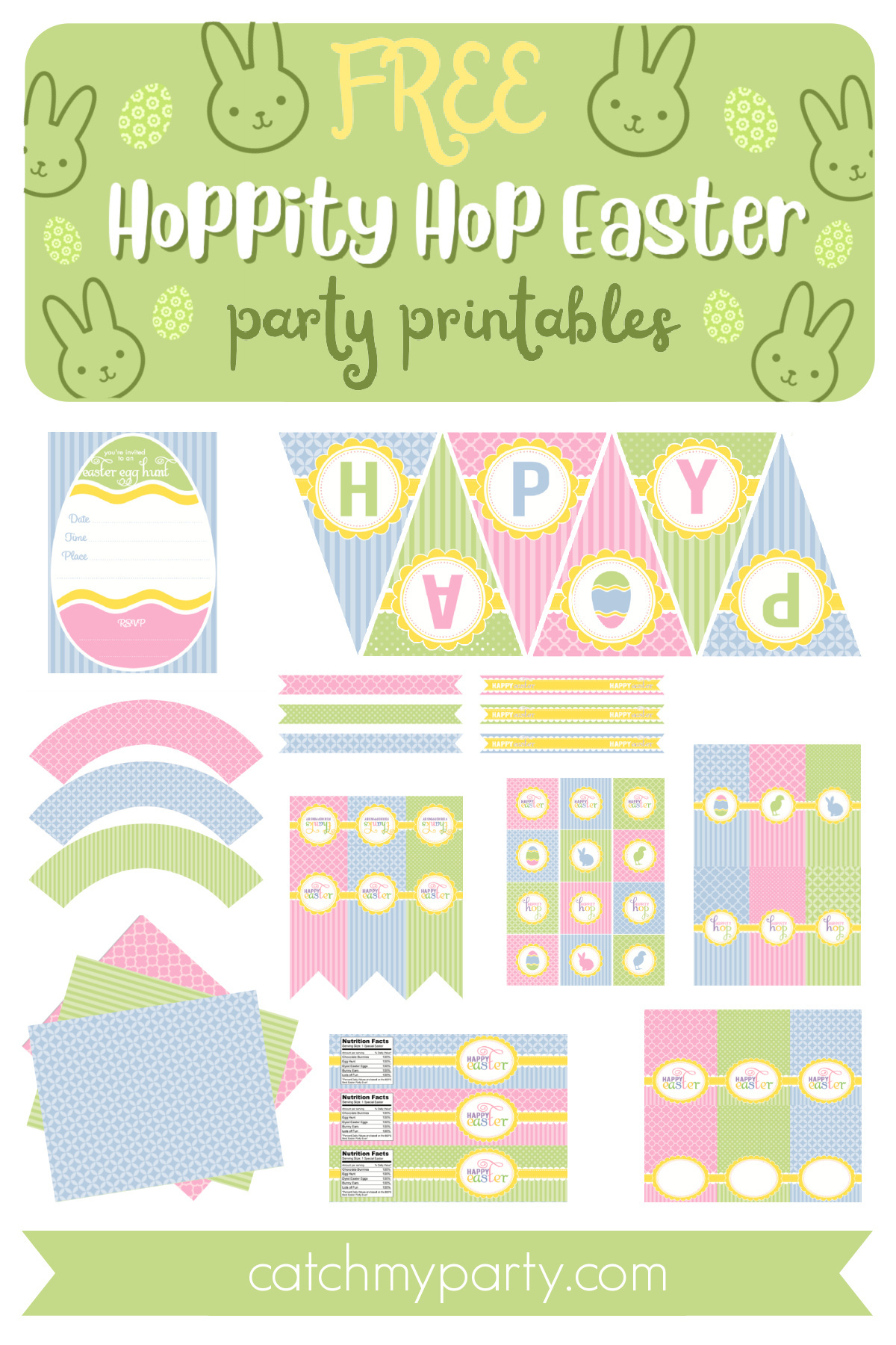 Free Hoppity Hop Easter Party Printables | Catch My Party inside Free Printable Easter Tent Cards