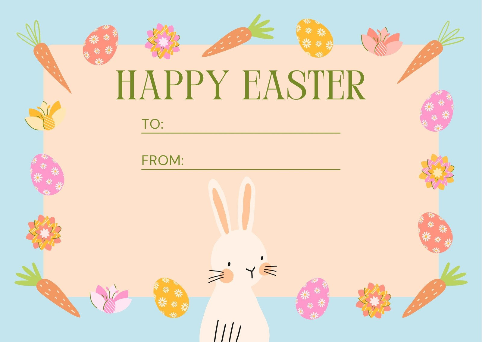 Free Printable, Customizable Easter Card Templates | Canva throughout Free Printable Easter Bunny Card