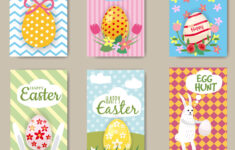 Happy Easter Cards Set With Rabbit Egg Mini Vector Image intended for Mini Easter Cards Printable