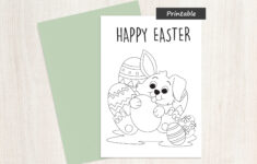 Happy Easter Coloring Card - Digital Download - Children'S Easter pertaining to Easter Card Printable Colouring