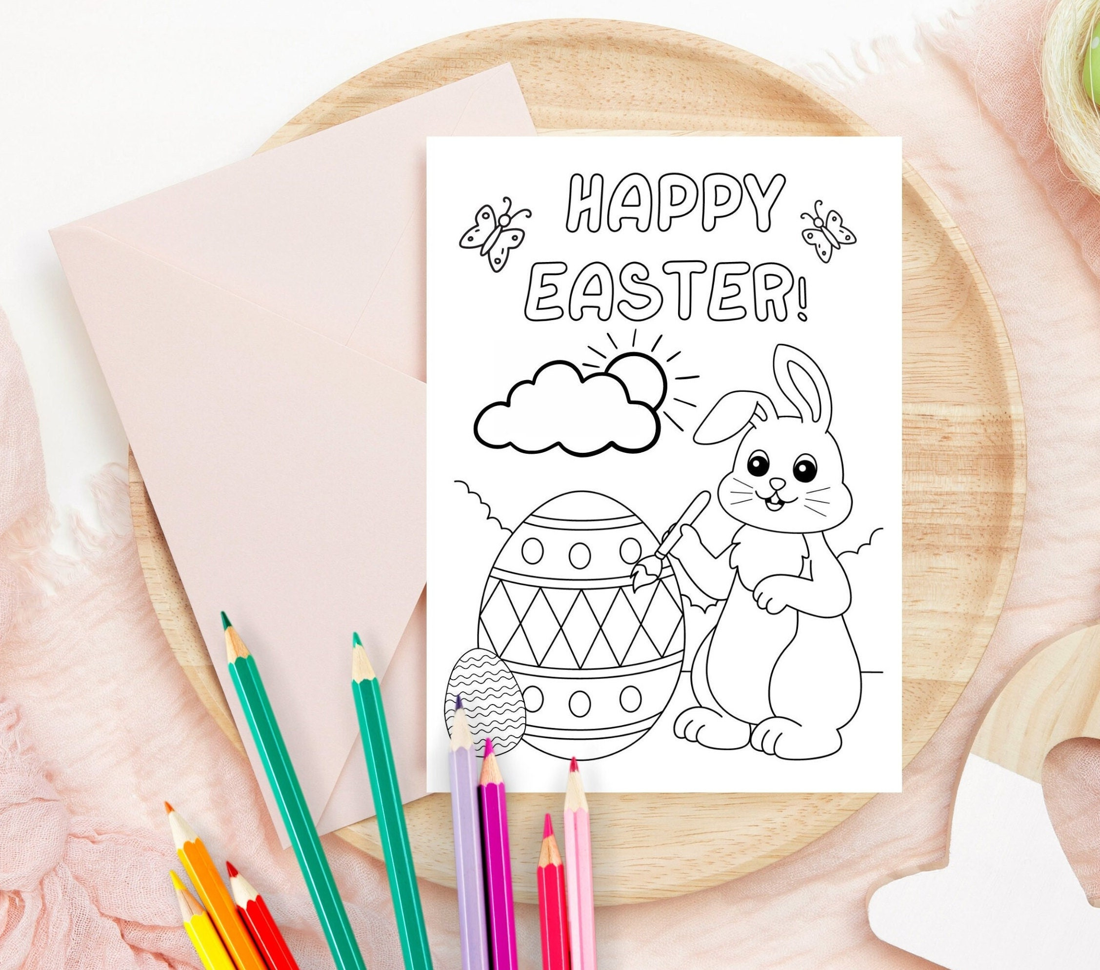 Happy Easter Coloring Card Printable, Kids Easter Bunny Card, Diy with regard to Printable Coloring Easter Cards