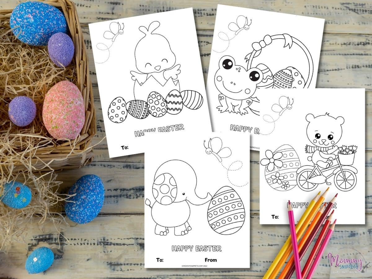 Happy Easter Coloring Cards - Printable Easter Card Greetings For in Free Printable Easter Card For Kids