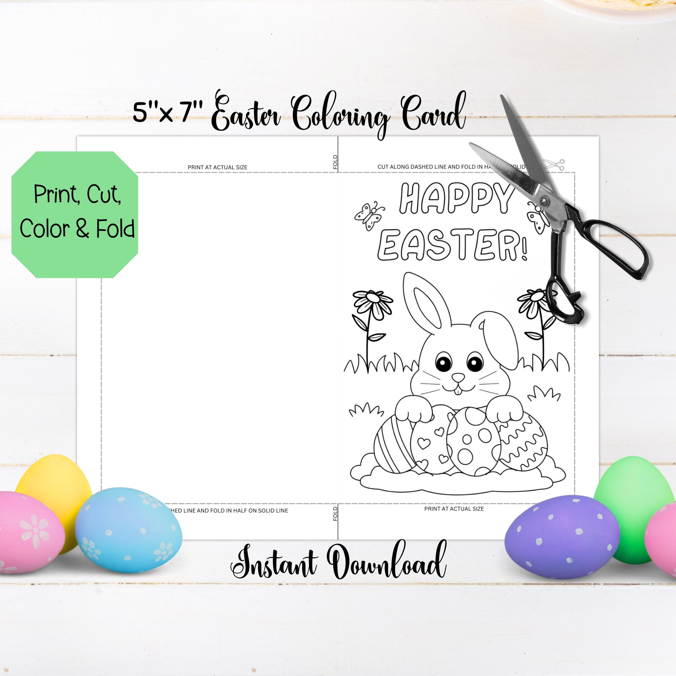 Kids Easter Coloring Card Printable, Kids Easter Bunny Card, Diy pertaining to Free Printable Easter Cards to Color