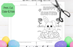 Kids Easter Coloring Card Printable, Kids Easter Bunny Card, Diy with regard to Easter Card Colouring Printable