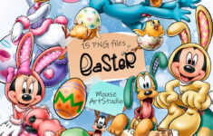 Mickey And Friends, Happy Easter, Digital Illustration, Fabric pertaining to Free Printable Mickey Mouse Easter Cards