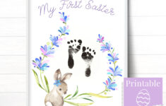 My First Easter Keepsake, Printable Easter Bunny Footprint Art with Baby'S First Easter Printable Card
