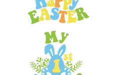 My First Easter Modern Vector Design With Bunny Ears And Eggs within Baby'S First Easter Printable Card