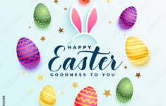 Poster Realistic 3D Happy Easter Card Design Template – Muurposter for Easter Card Designs Printable