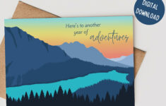 Printable Another Year Of Adventures 5X7 Card, Birthday Card regarding Blue Mountain Printable Easter Cards