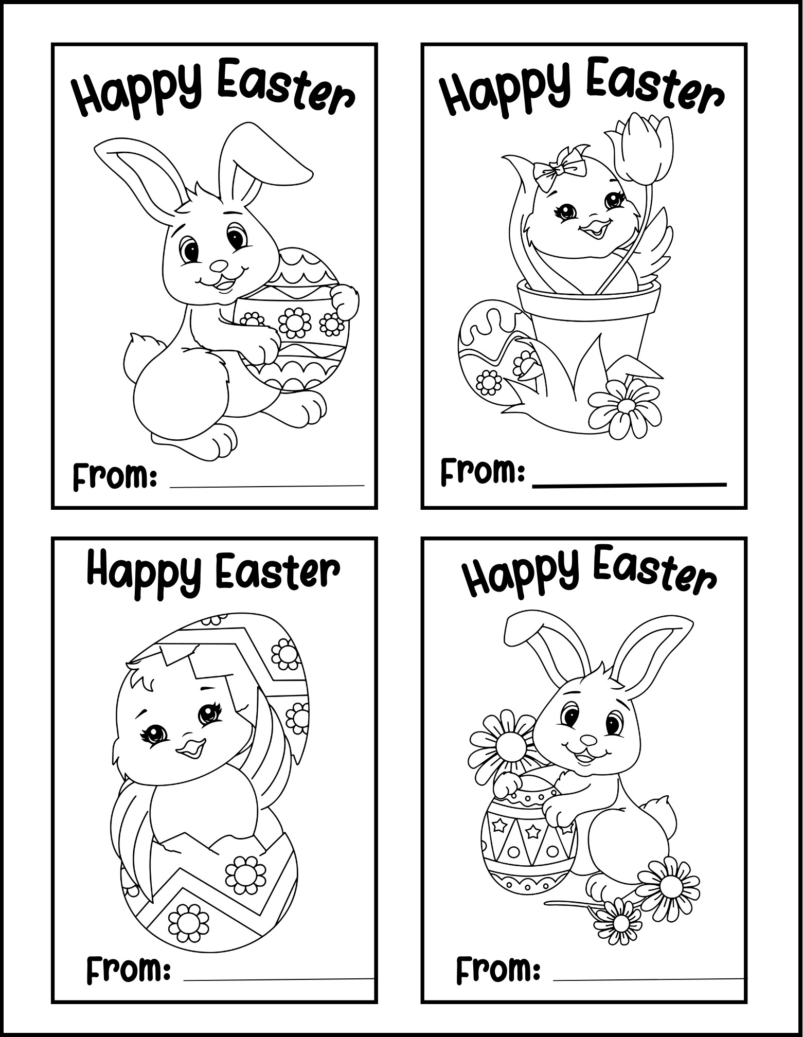 Printable Easter Cards For Kids throughout Printable Coloring Easter Cards