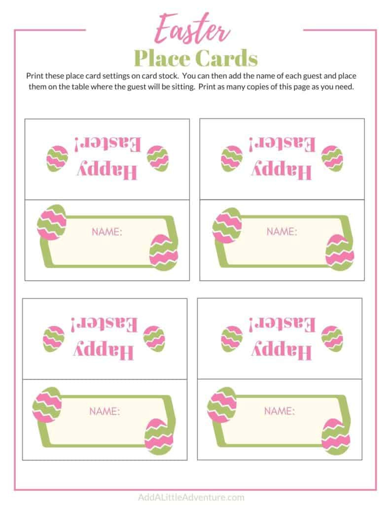 Printable Easter Place Cards - Add A Little Adventure inside Dinner Free Printable Easter Place Cards