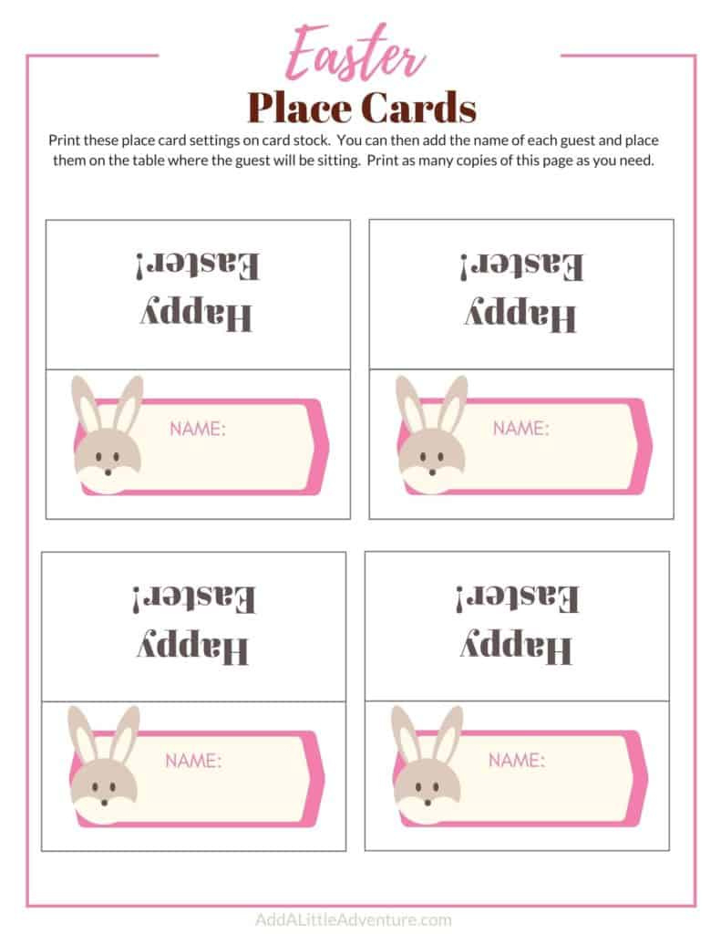 Printable Easter Place Cards - Add A Little Adventure regarding Free Easter Place Card Printables