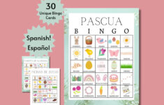 Spanish Easter Bingo Cards, Printable Easter Party Game For Kids, Teens,  And Adults, Spring Activity regarding Free Printable Easter Cards In Spanish
